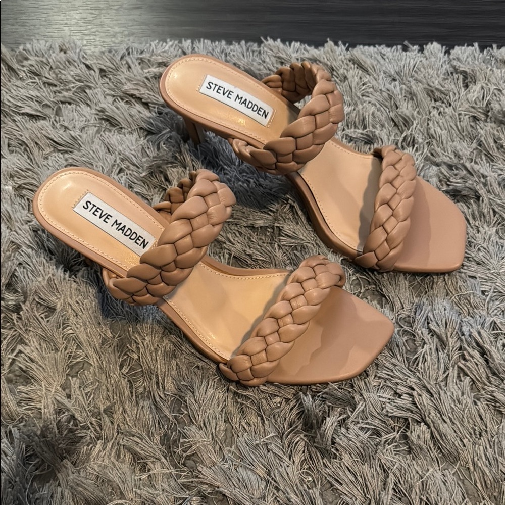 Steve Madden Tan Braided Heels